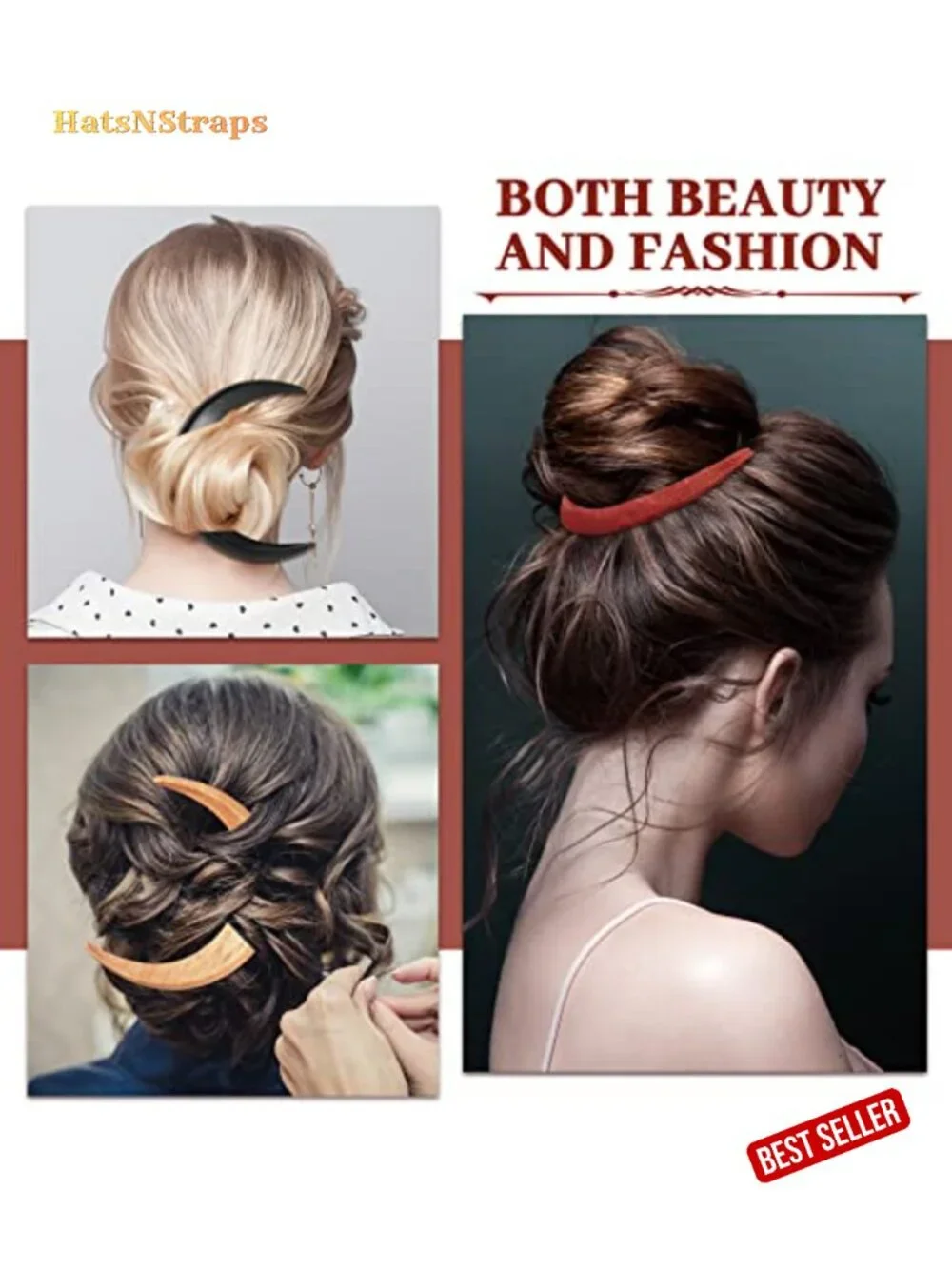 3 Pcs Wooden Moon Hair Fork Hair Stick for Women Hand Carved Clip Hair